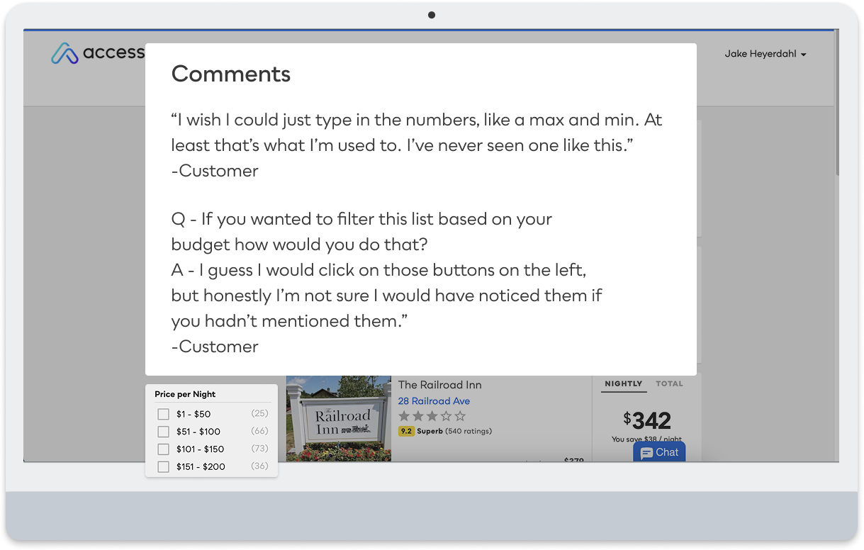 Old price filtering interface